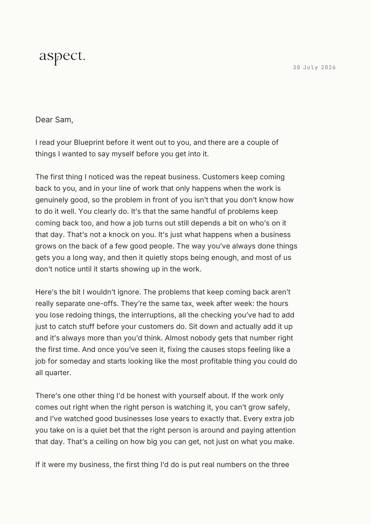 Sample Partner's Letter